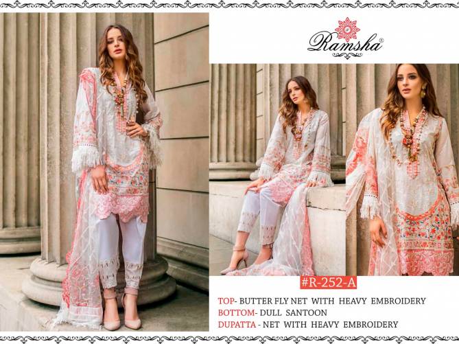 Ramsha R 252 Nx Latest Heavy Festive Wear Fancy Butterfly Net With Embroidery Pakistani Salwar Suits Collection

