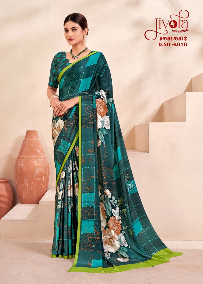 Highlight By Jivora Crepe Silk Printed Casual Wear Saree Suppliers In India