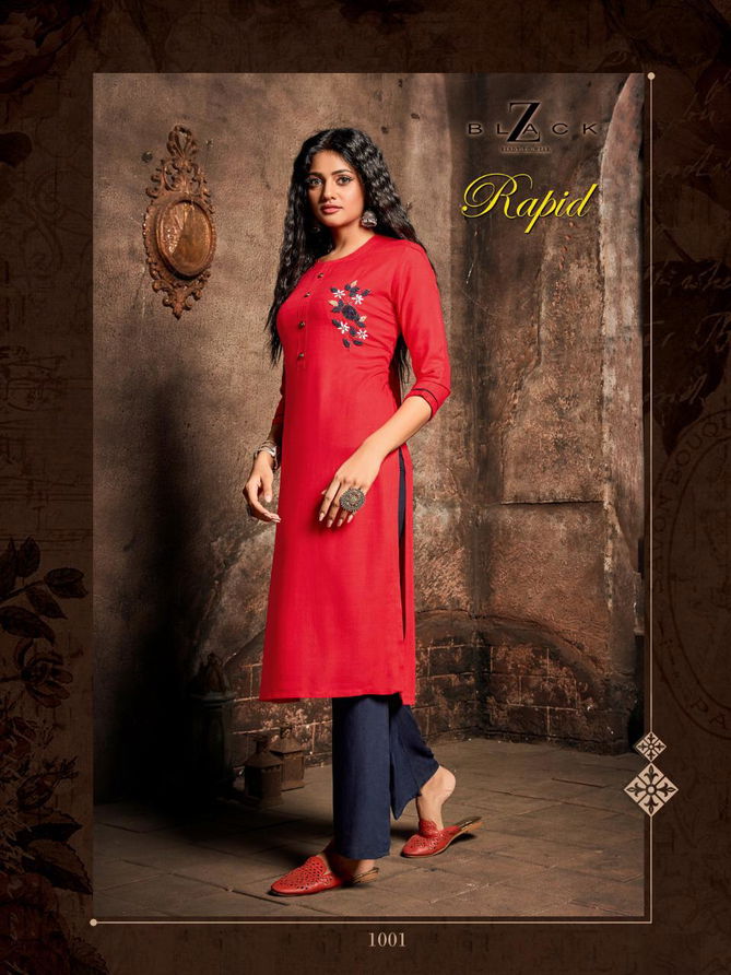 Z Black Rapid Latest Exclusive Collection Of Designer Casual Wear Kurtis With Plazzo 