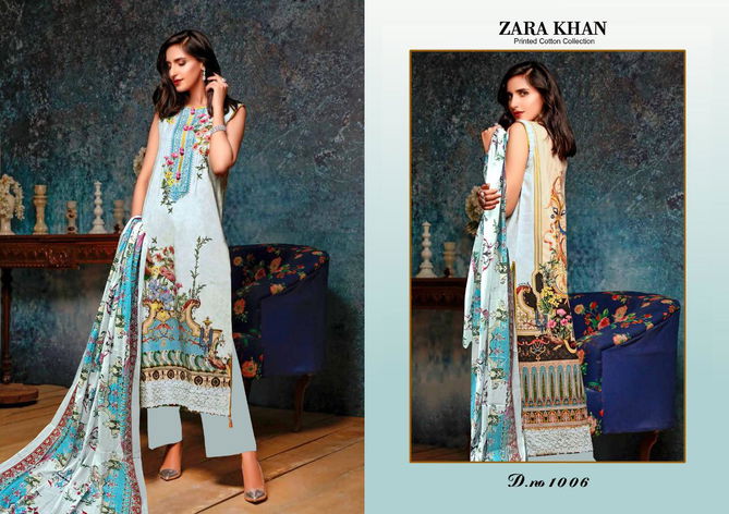 Zara Khan Latest Designer Festive Wear Karachi Pure Lawn Cotton Dress Material Collection 
