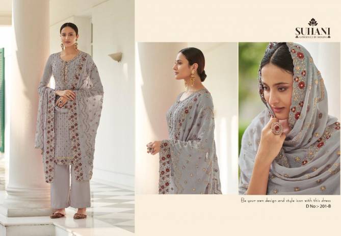 Mohini Suhani 201 Designer Festive Wear Pure Viscos Embroidery Heavy Salwar Kameez Collection

