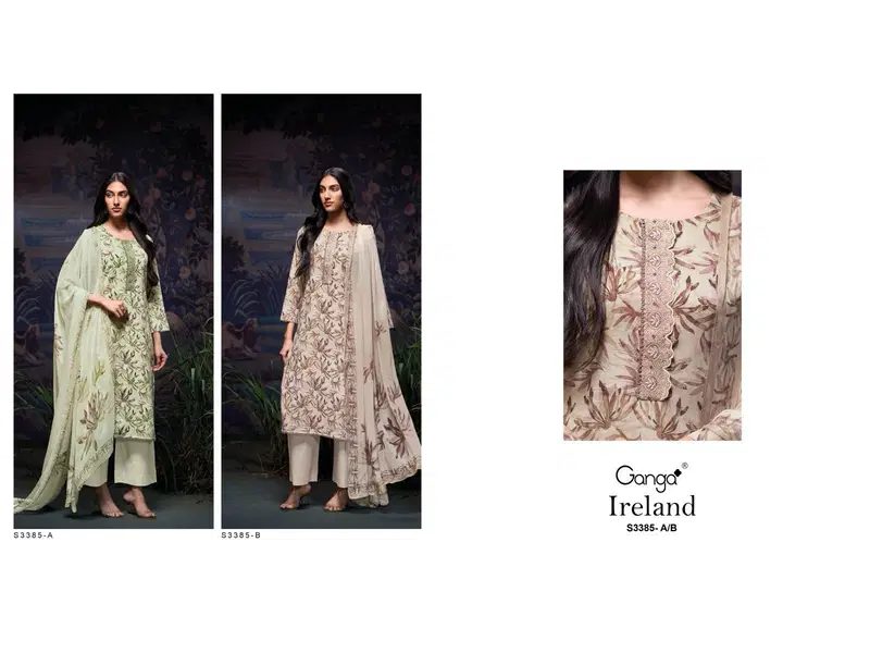 Ganga Ireland Cotton Linen Printed Embroidered Salwar Suit Collection