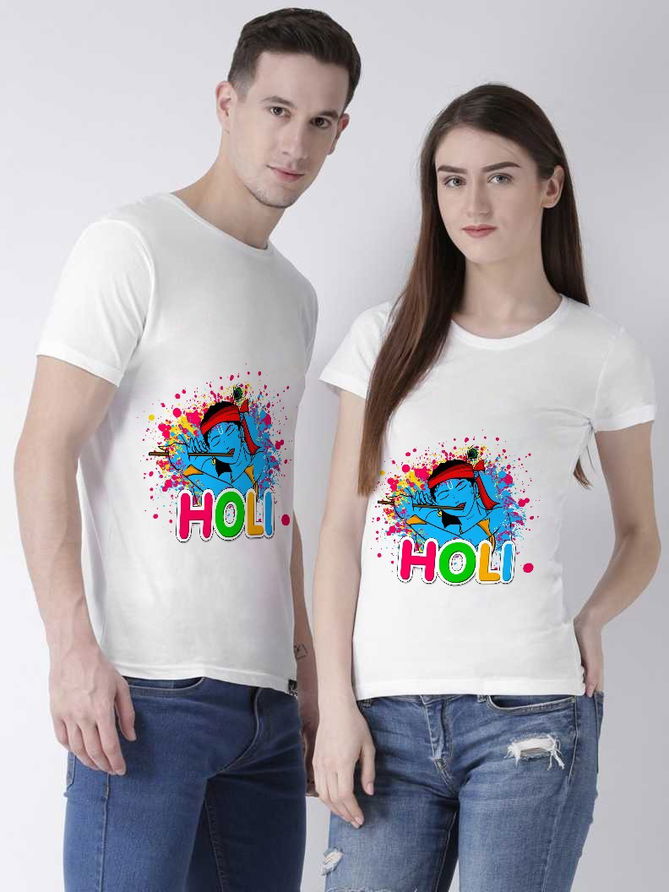 Swara Holi Festive Wear Designer Printed Holi Special Couple Tshirt Collection