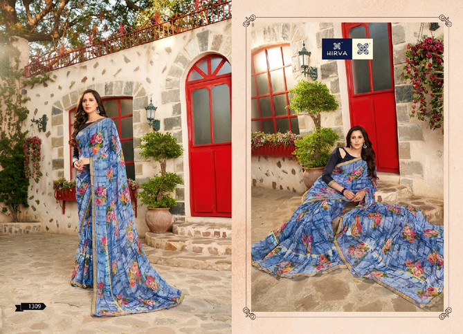 Hirva Avantika 1301 Series Latest Fancy Casual Wear Digital Printed Chiffon Saree Collection
