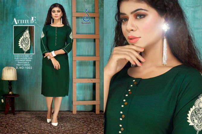 SUVESH ZUBEDA VOL-2 Fancy Casual Wear Rayon Slub With Embroidery Work Kurti Collection