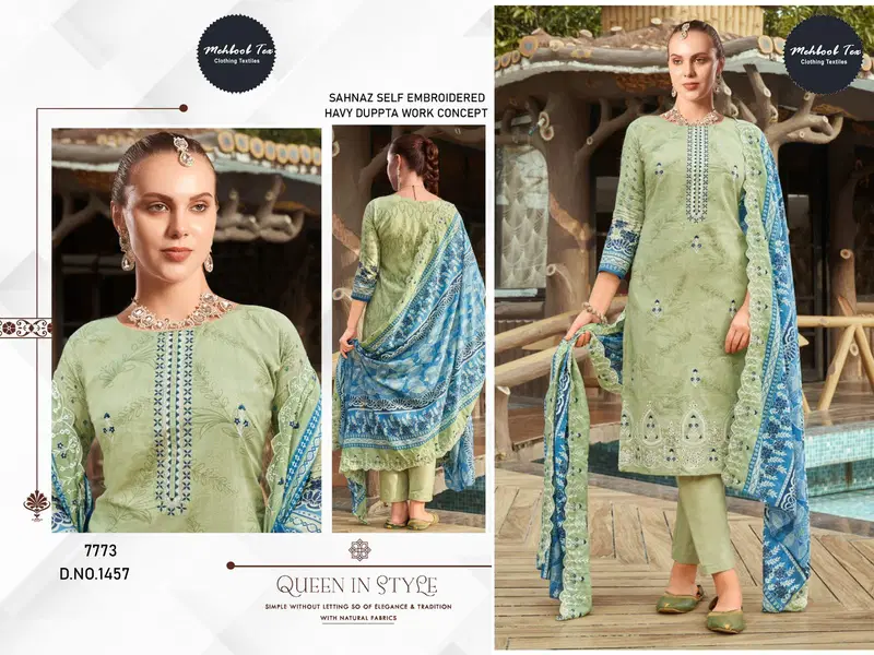 1457 and 1460 By Mehbbob Tex Cotton Printed Embroidery Pakistani Suits Wholesale Onilne