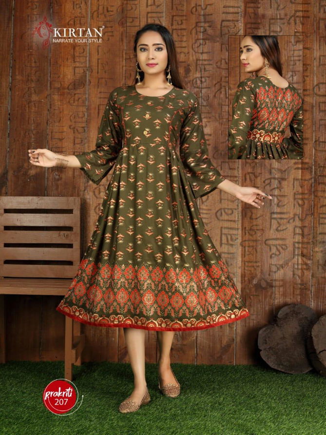 Kirtan Prakriti 2 Fancy Designer Ethnic Wear Heavy Rayon Printed Anarkali Kurtis Collection
