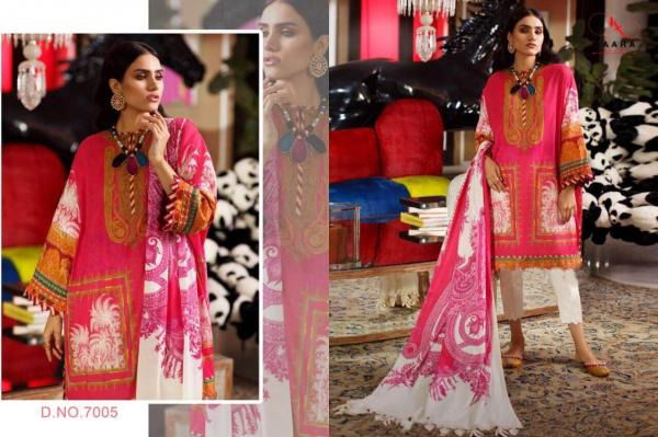 Kaara Firdous Lawn Collection 7  Designer Festive Wear Pure Cotton Print With Embroidery Work Top With Cotton Mal Dupatta Pakistani Salwar Suits Collection