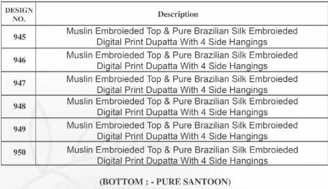 Karma Sabah 945 Muslin Embroidery Top With Pure Brazilian Silk Embroidery  Digital Print Dupatta Salwar Suits Collection