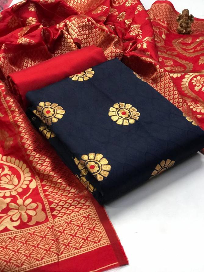 Banarasi Silk Dress 1 Designer Banarasi Silk Casual Wear Dress Material
