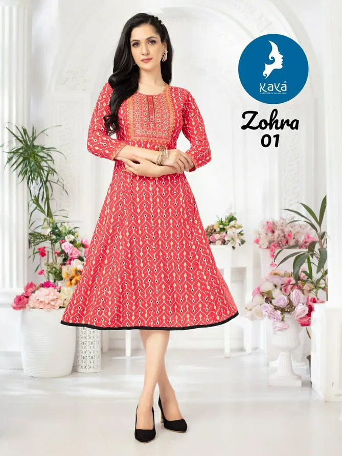 Zohra By Kaya Rayon Printed Kurtis Wholesale Market In Surat