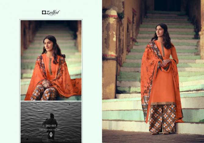 Zulfat Husna E Patiala 3 Casual Wear Elegantly stitched Kashmiri style Tie Lace Cotton Top With Bottom And Four Side less Dupatta Designer Dress Material Collection