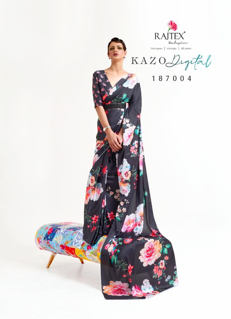 Kazo Digital By Rajtex Japan Satin Crepe Designer Saree Orders In India