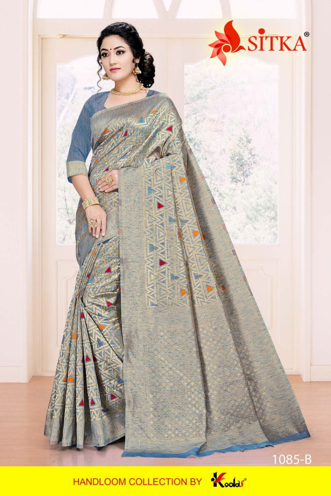 New Girl 1085 New Designer Party Wear Handloom Cotton Silk Saree Collection