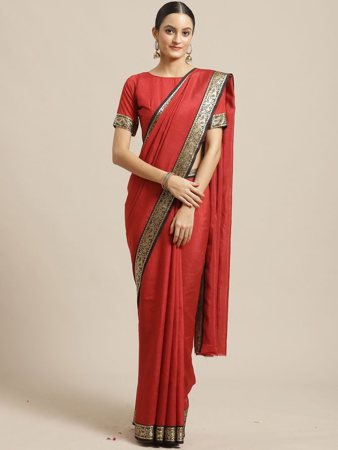 New Collection Of Plain Georgette Saree With Golden Border 