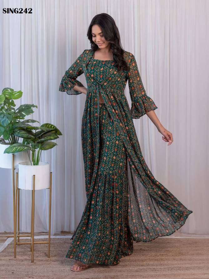 SING242 Green Designer Sharara Readymade Suits Catalog
