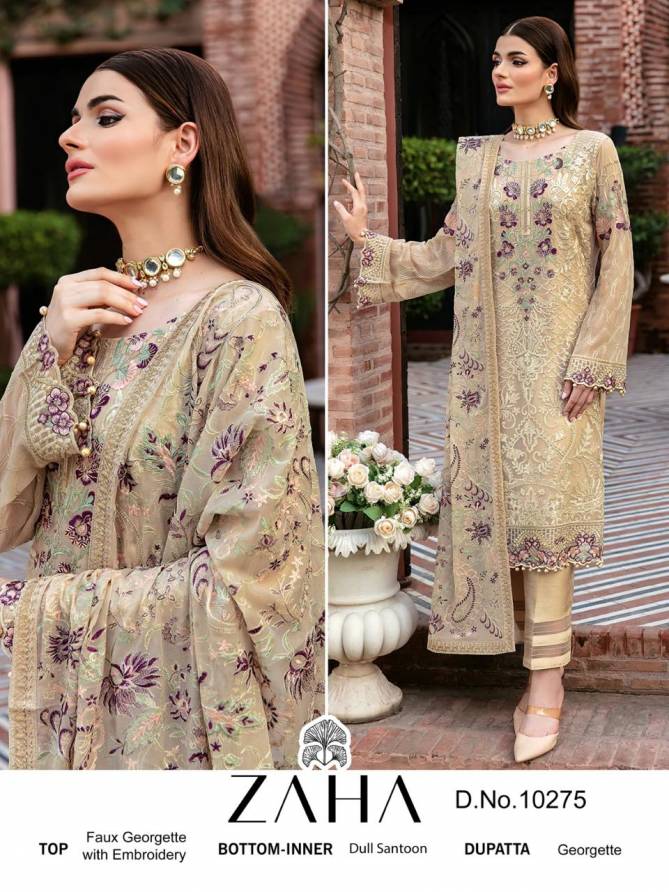 10275 Zaha Embroidered Georgette Pakistani Suits Wholesale Market In Surat