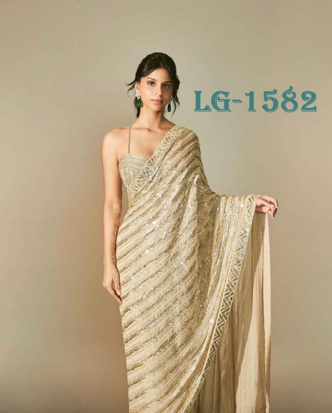 LG 1582 Sequence Embroidery Party Wear Sarees Catalog