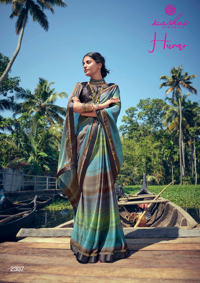 Kashvi Hunar Latest Fancy Casual Wear Printed Chiffon Sarees Collection
