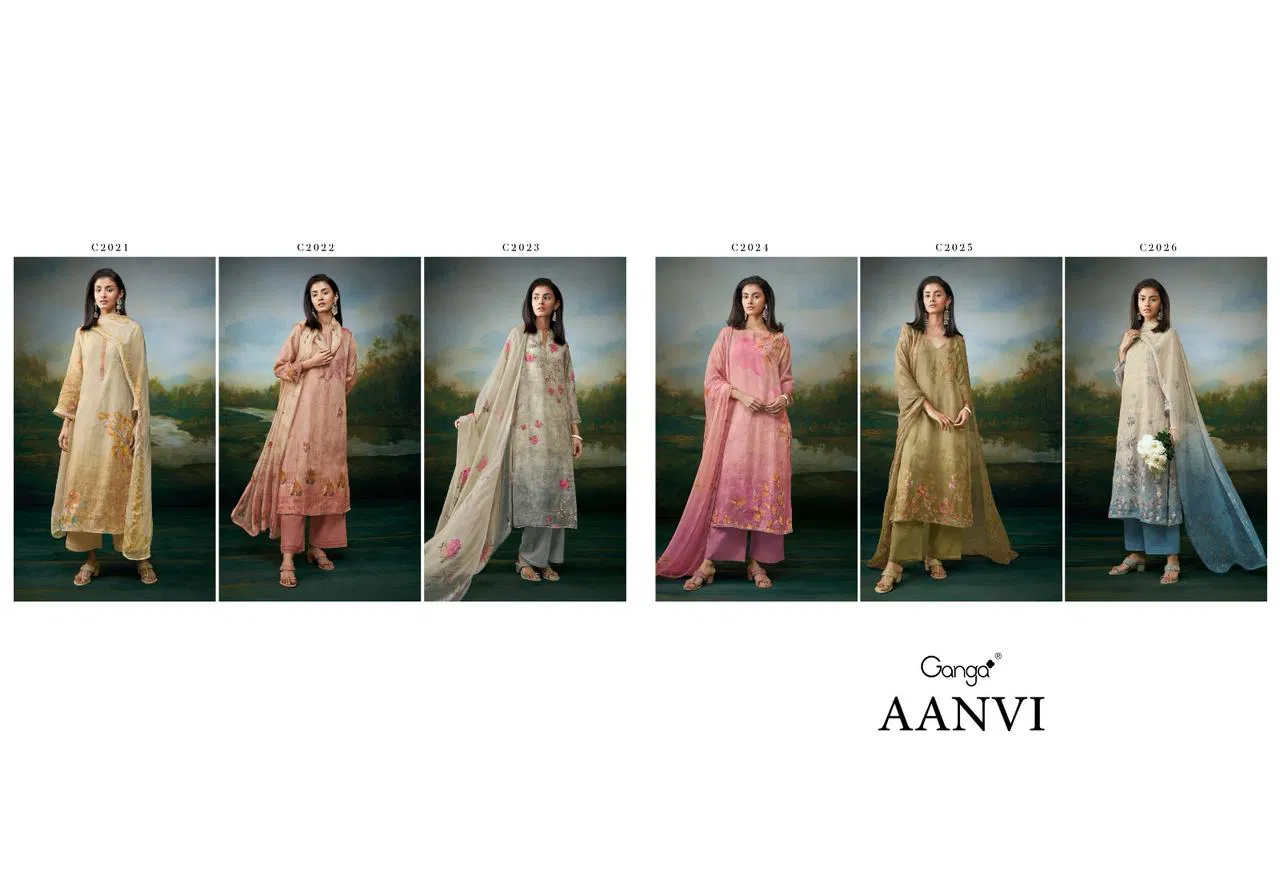 Aanvi by Ganga Cotton Linen Printed Embroidered Salwar Suit Orders In India