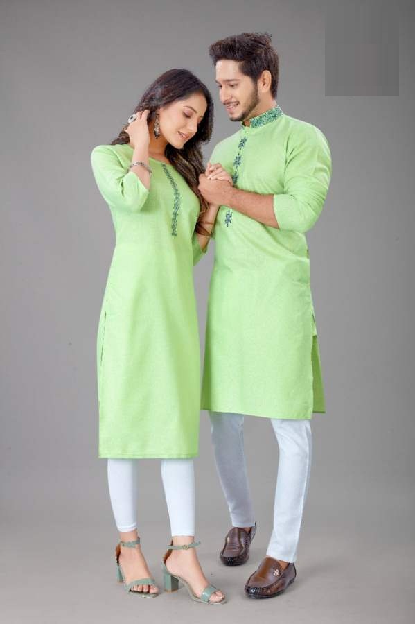 Sabella Couple Kurta 4 Designer Cotton Jacquard Couple Party Wear Kurta Collection
