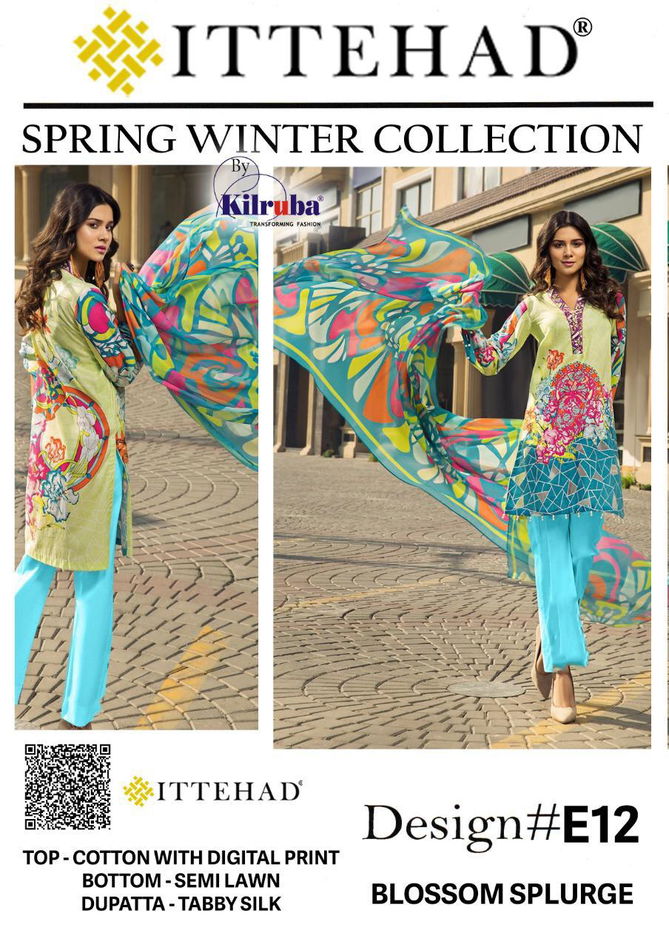 Kilruba Ittehad  Digital Print Semi Lawn Tabby Silk Digital Collection  
 -