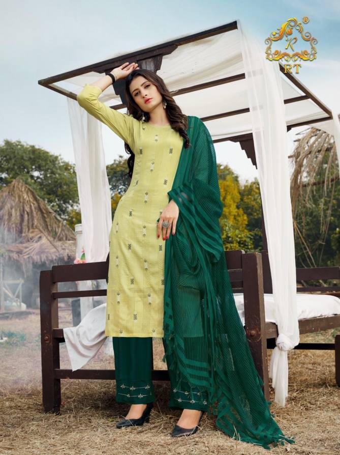 RT VASANT Latest Ethnic Wear Embroidery And Block Print Jari Lining With Full Inner Kurti With Bottom Collection