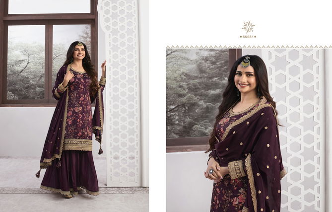 Vinay Kuleesh Swara Silk Embroidery Sharara Salwar Kameez Catalog
