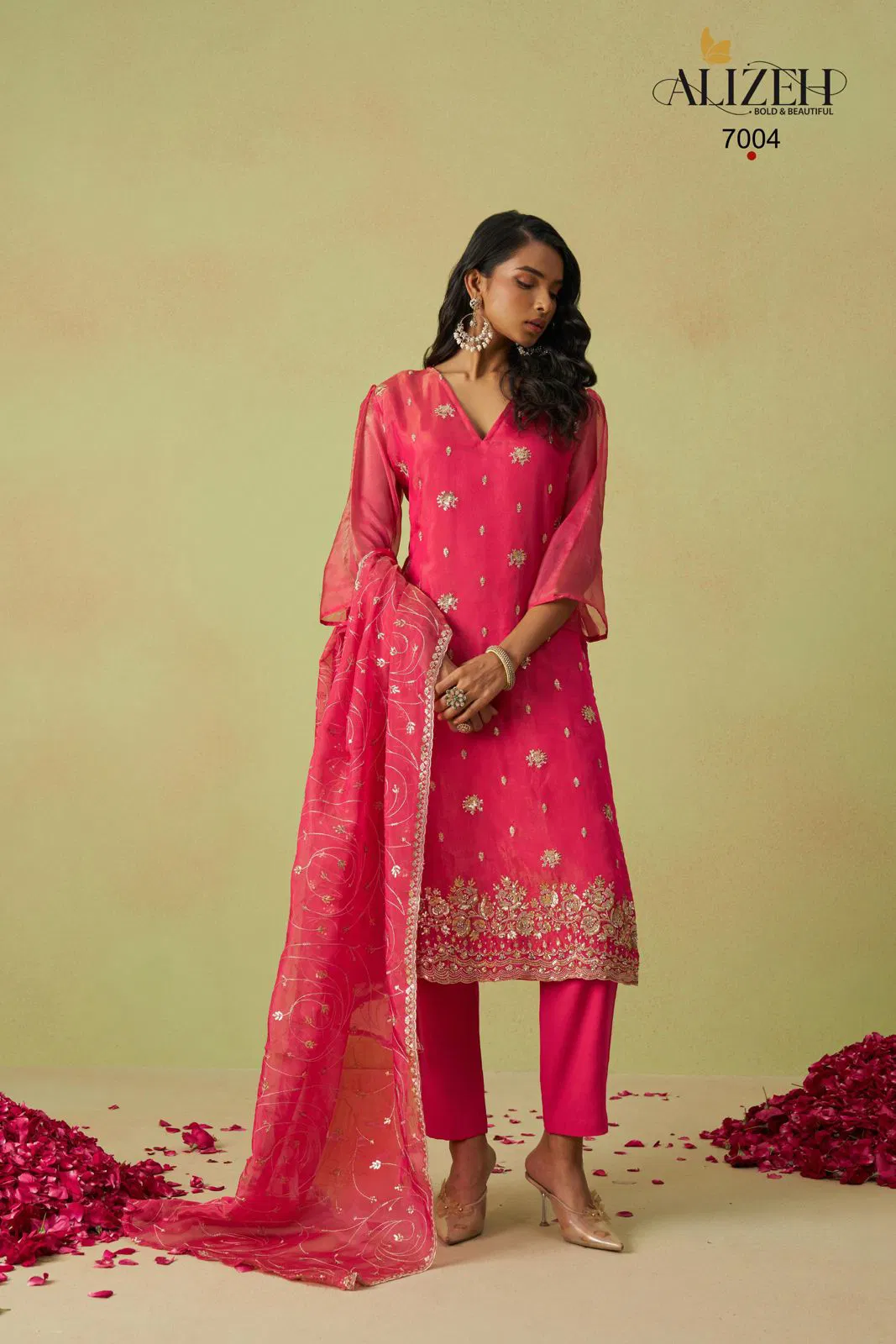 Gulaabo By Alizeh Shimmer Organza Designer Salwar Suits Exporters In India