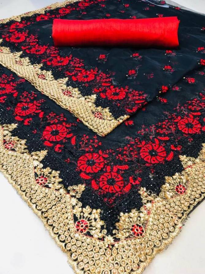 Latest Stylish Fancy Party Wear Designer Full Net Saree With Embroidery Work Stone Work Saree Collection 