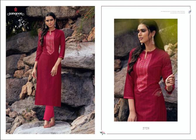 Rangoon Light Line 5 Latest Fancy Designer Ethnic Wear Lining Silk With Work Long Kurti Collection
