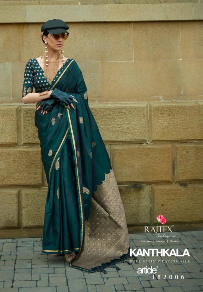 Kanthkala 382001 TO 382006 By Rajtex Pure Satin Handloom Weaving Silk Weddinge Wear Saree Suppliers In India