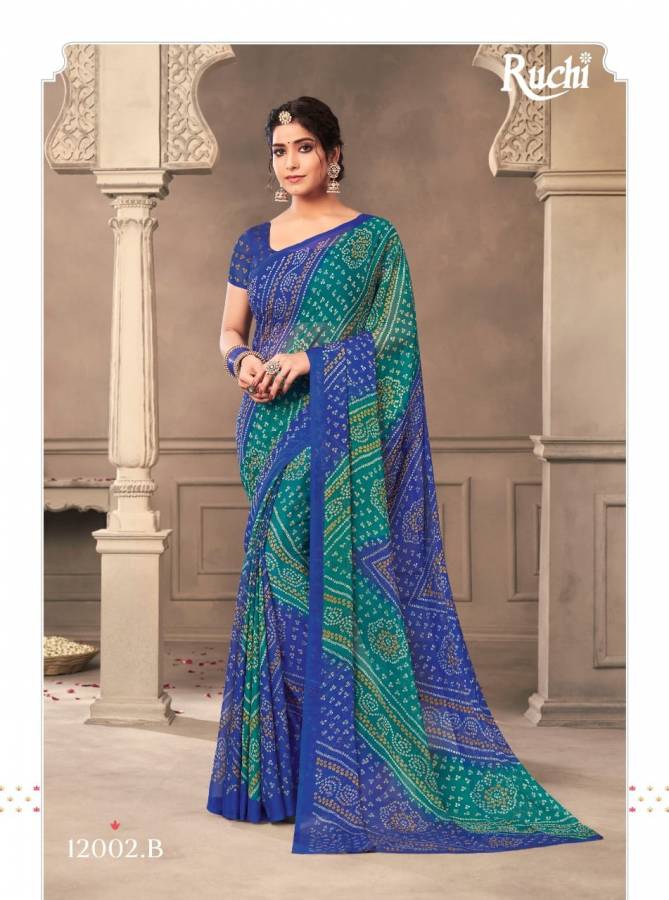 Ruchi Kesariya Chiffon 65th Edition Casual Wear Printed Bandhej Chiffon Saree Collection