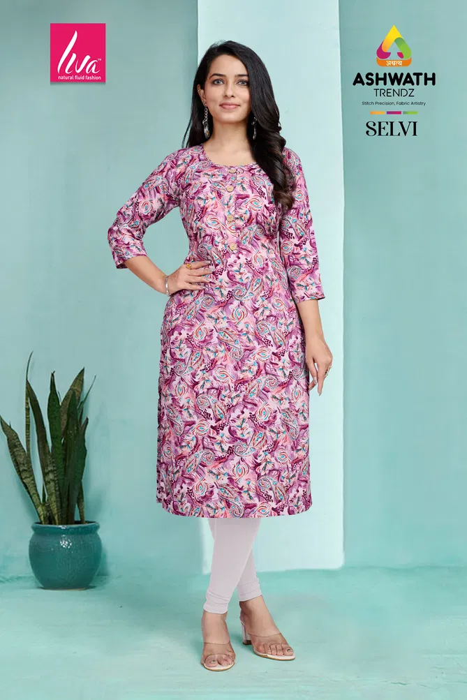 1 Selvi Ultra Premium Rayon Foil Printed Kurti Wholesale Market In Surat