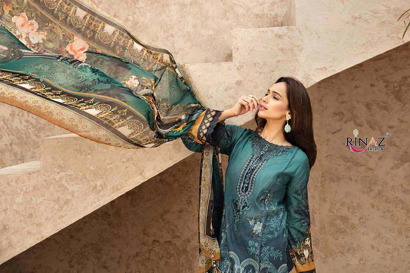 Rinaz Iris Lwn 2020 Jam Silk Digital Print with self Embroidery Work Top With Cotton Dupatta and Bottom Pakistani Suits Collection