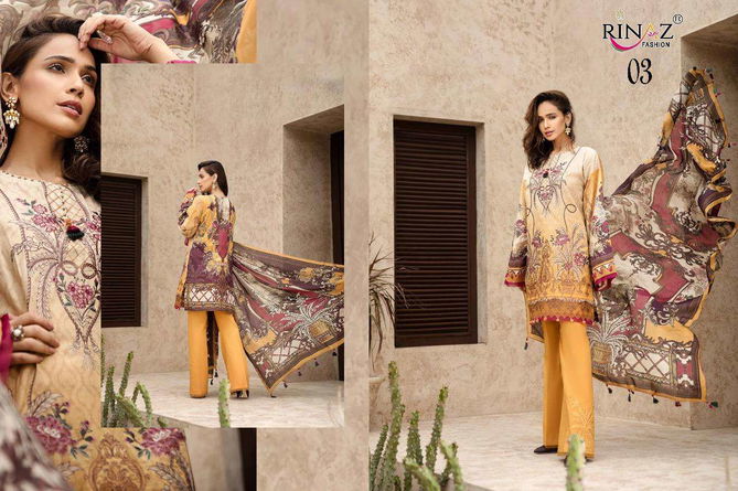 Rinaz Iris Lwn 2020 Jam Silk Digital Print with self Embroidery Work Top With Cotton Dupatta and Bottom Pakistani Suits Collection