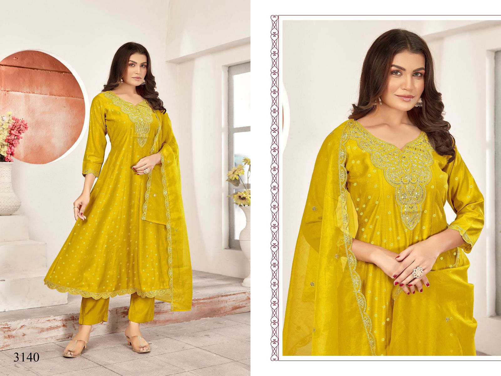 3140 and 3141 By Ladies Flavour Roman Slik Readymade Suits Wholesale Online