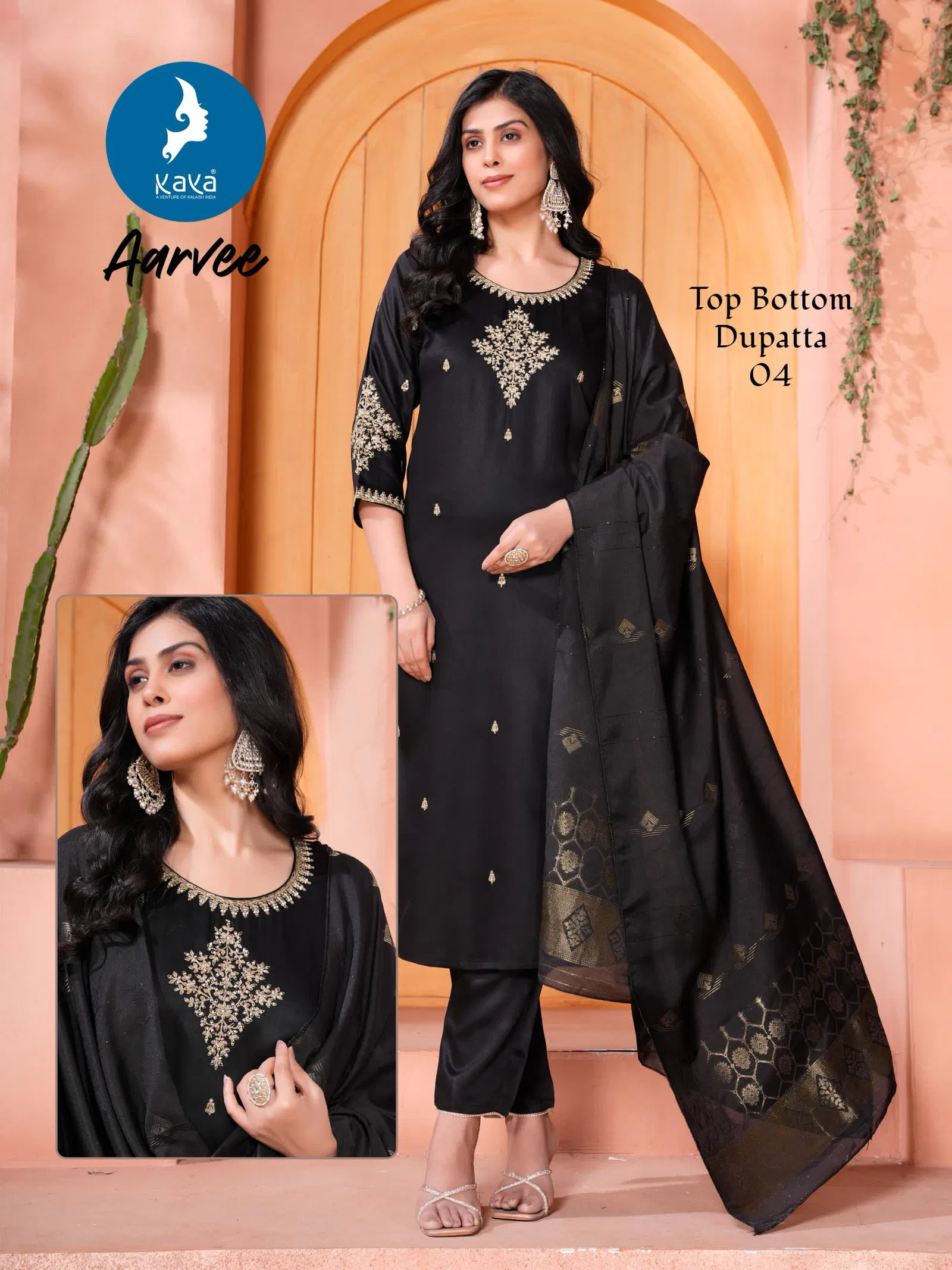 Aarvee By Kaya Gaji Silk Kurti With Bottom Dupatta Wholesalers In Delhi