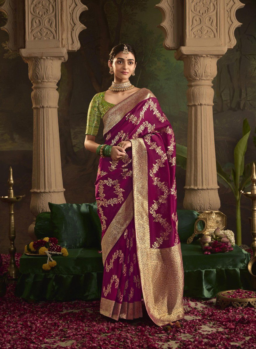 Raas By Kimora Crepe Dola Silk Wedding Wear Sarees Suppliers In India