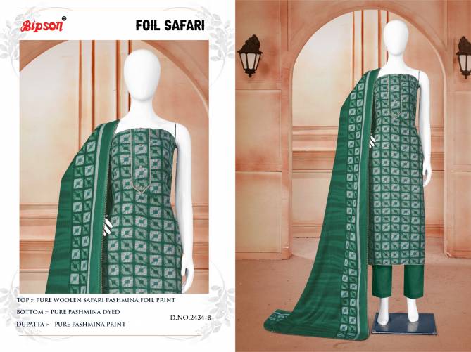 Bipson Safari 2434 Printed Wool Pashmina Dress Material Catalog
