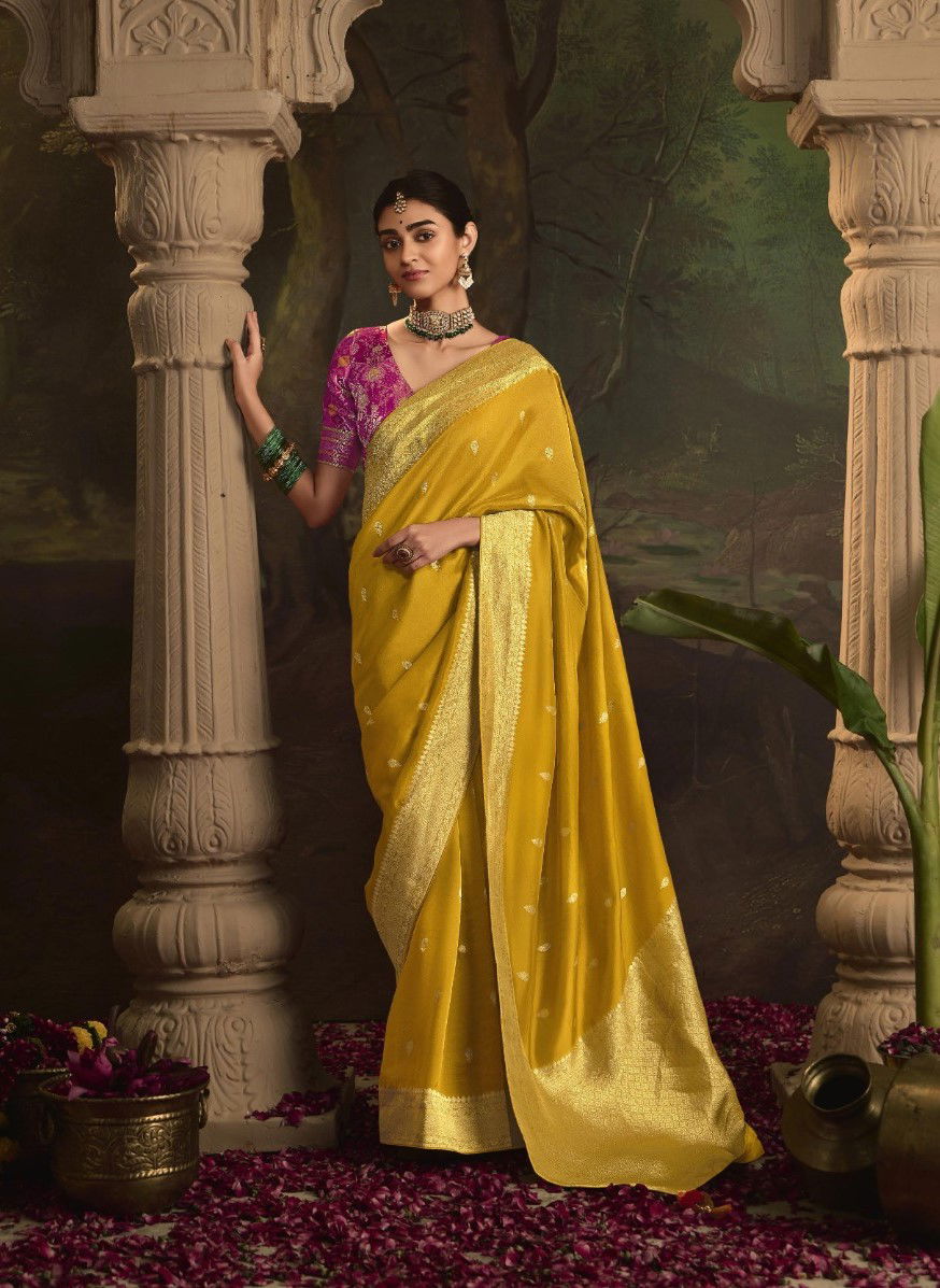 Raas By Kimora Crepe Dola Silk Wedding Wear Sarees Suppliers In India