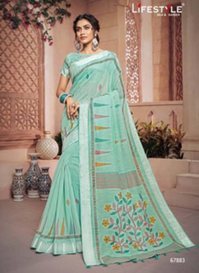 Lifestyle Vivanta Cotton Fancy Cotton Print Saree With Jari Border Designer Party wear Saree Collections