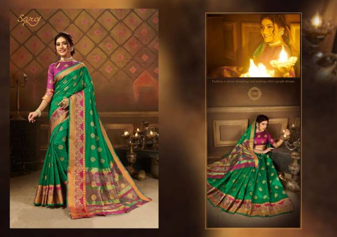 Saroj Aayat Latest Designer Wedding Wear Jacquard Printed Silk Sarees Collection