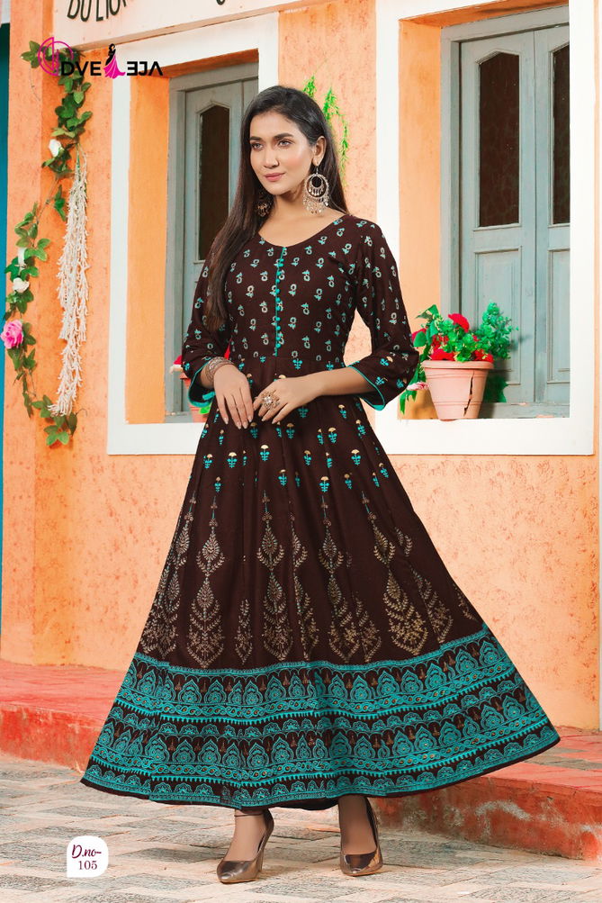 Dveeja Shagun New Designer Ethnic Wear Rayon Long Anarkali Kurti Collection