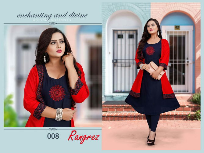 Aagya Rangrez 4 Latest fancy Designer Regular Casual Wear Rayon Designer Kurtis Collection
