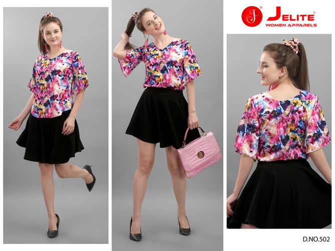 Jelite Orchid Crepe Western Latest Fancy Designer Casual Wear Western Cotton Digital Ladies Top Collection
