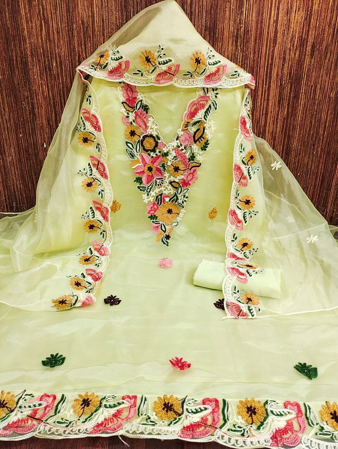 HR Organza Silk Designer Dress Material wholesale Market In Surat Price