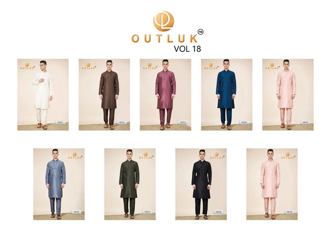 Outluk Wedding Collection Vol 18 Pure Silk Mens Kurta Pajama Suppliers In India