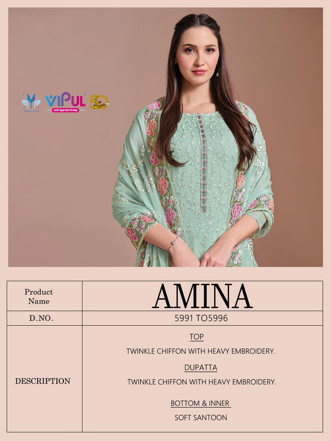 Amina By Vipul Twinkle Chiffon Salwar Kameez Wholesale Shop In Surat