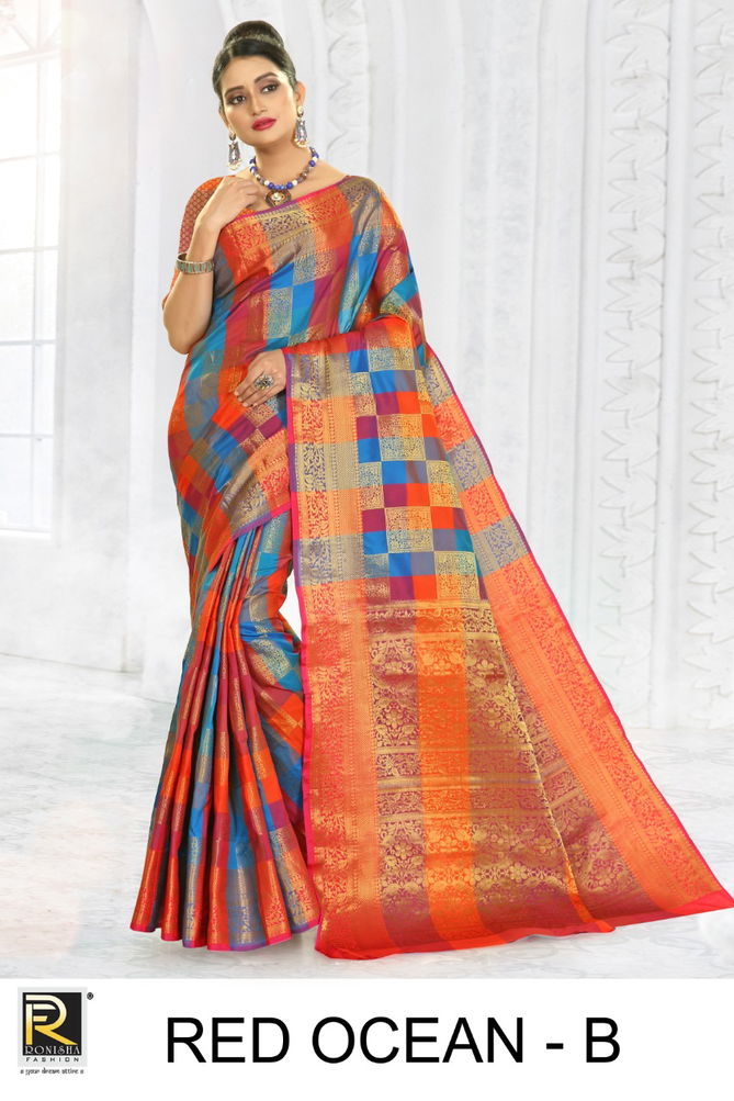 Ronisha Red Ocean Latest Fancy Designer Casual Wear Silk Fancy Casual Wear Saree Collection
